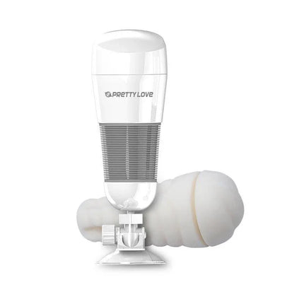 Vibrating Masturbator Hedy White Vagina with suction cup and adjustable angles for enhanced solo play.