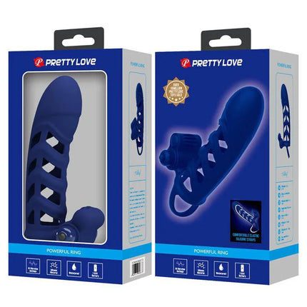 Packaging of Vibrating Peni Sleeve with 10-function silicone design for enhanced stimulation and performance.