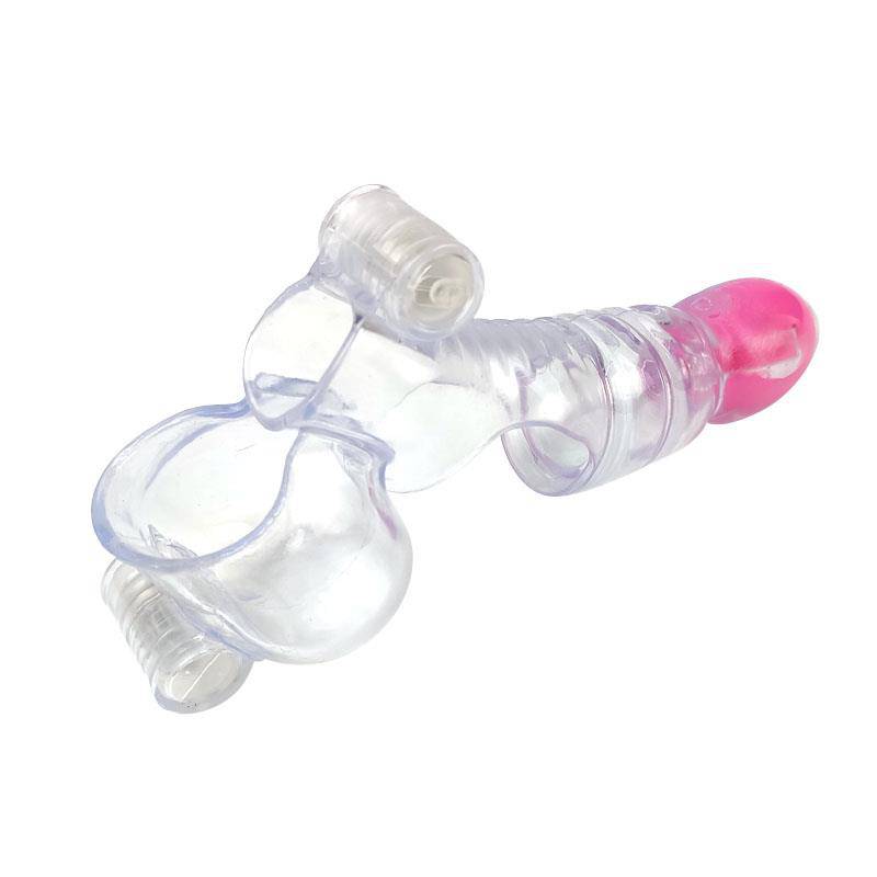 Vibrating Penis and Testicles Sleeve Clear - secretsextoys.store