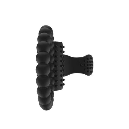 Vibrating Penis Ring Black by A-GUSTO with ball-shaped design and clitoral stimulator for enhanced pleasure.