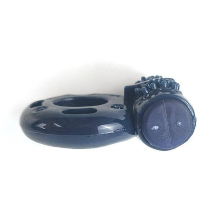 Vibrating Penis Ring Blue by A-GUSTO, durable single-speed accessory for enhancing erections, ball-shaped design, color blue, TPR + ABS material.