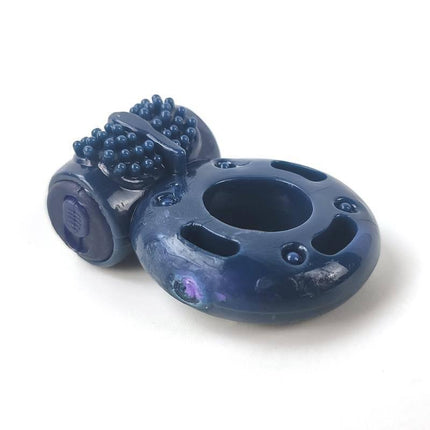 Vibrating Penis Ring Blue by A-GUSTO, durable and ball-shaped for enhanced stimulation, made from TPR and ABS materials.