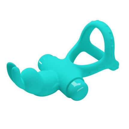 Vibrating Penis Ring with 10 Vibration Modes - turquoise silicone design for enhanced pleasure and comfort