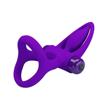 Purple Vibrating Penis Ring for couples designed to enhance intimacy and prolong arousal, made from stretchy silicone material.