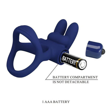 Vibrating Penis Ring with dual-ring design and battery compartment for enhanced stimulation and secure fit.