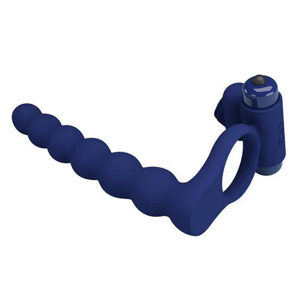 Blue vibrating penis ring with textured design for enhanced pleasure.