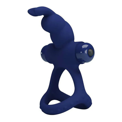 Blue Vibrating Penis Ring with bunny design for enhanced pleasure and firmer support.
