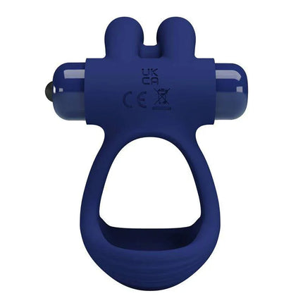 Blue Vibrating Penis Ring with dual-ring design for enhanced stimulation.