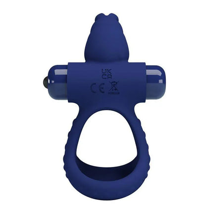 Vibrating Penis Ring - Dual-ring design in blue for enhanced pleasure and support, featuring a discreet vibrating mechanism.