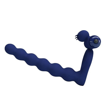 Blue Vibrating Penis Ring with textured design for enhanced pleasure and 10 vibration modes.
