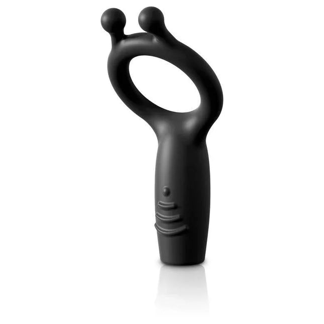 Vibrating Ring Silicone Rechargeable Control Vibrating Super C-Ring in black silicone for enhanced pleasure and endurance.