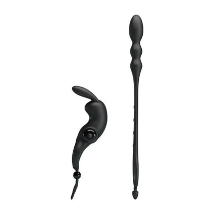 Vibrating Ring with Desmontable Anal Chain featuring detachable chain and vibrating ring for couples' synchronized stimulation.