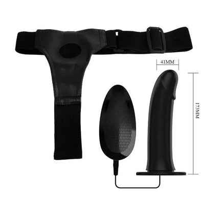 Vibrating Strap On with Hollow Dildo Vito - adjustable harness and realistic dildo dimensions
