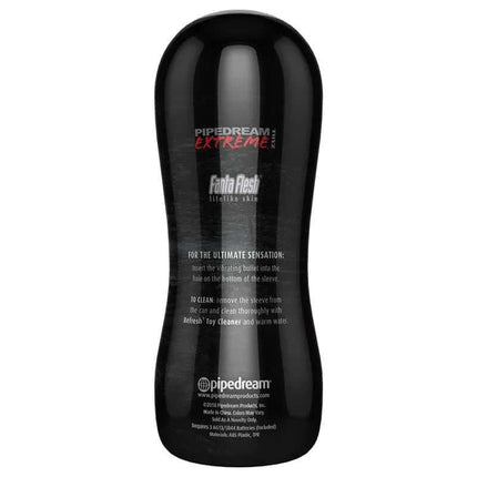 Black Vibrating Stroker Vagina featuring FantaFlesh material and discreet design for realistic pleasure