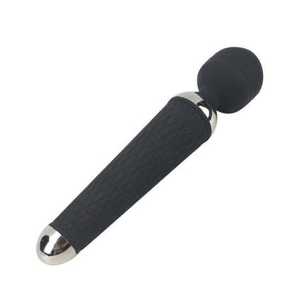 Vibrating Wand USB Black personal massager with flexible head and powerful vibration function for targeted relief and relaxation.