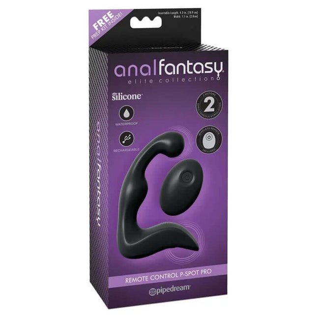 Vibrating P-Spot Massager Black in packaging from Anal Fantasy Elite collection