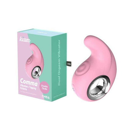 Vibration Tapping Stimulator | Comma Stimulator Device in pink with dual-action modes and box packaging