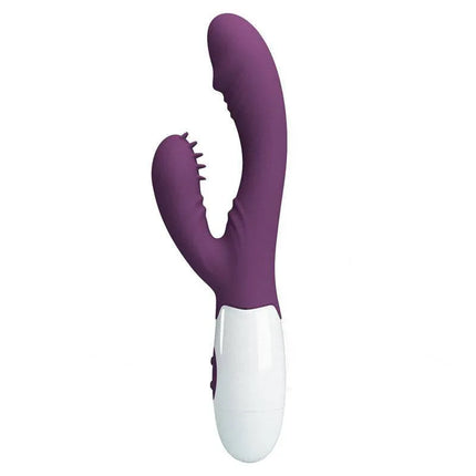 Vibrator Andre 30 functions Purple curved design with satin-finish silicone for intense stimulation and easy cleaning.