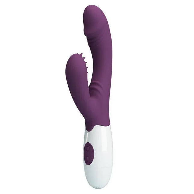 Vibrator Andre 30 functions Purple curved satin-finish silicone design for intense stimulation