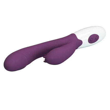 Vibrator Andre 30 functions Purple curved vibrator with satin-finish silicone for smooth glide and 7 function option