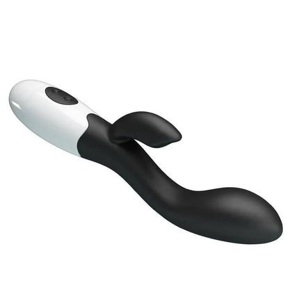 Vibrator Brighty 30 functions Black, sleek dual-action vibrator for G-spot and clitoral stimulation with 30 vibration modes.