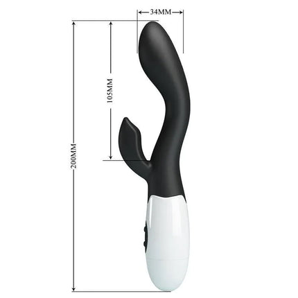 Vibrator Brighty 30 functions Black - dual-action design, sleek black, dimensions 200mm x 34mm, 30 vibration settings for intense stimulation.