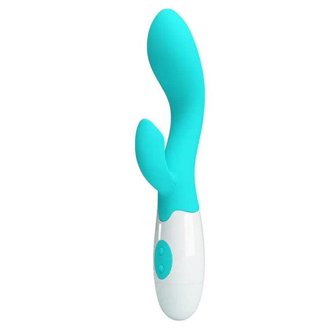 Vibrator Brighty 30 functions Blue dual-stimulation vibrator for G-spot and clitoral pleasure.