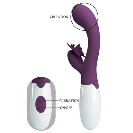 Vibrator Butterfly Kiss 30 functions Purple featuring clitoral stimulator and dual motors with 30 vibration modes for enhanced pleasure.