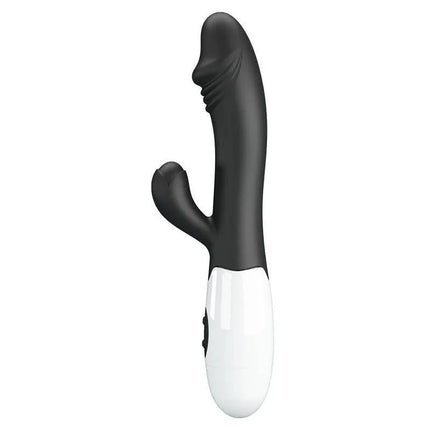 Vibrator Snappy 30 functions Black dual-stimulation silicone vibrator for G-spot and clitoral pleasure.