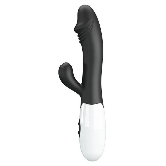 Vibrator Snappy 30 functions Black dual-stimulation silicone vibrator for G-spot and clitoral pleasure.