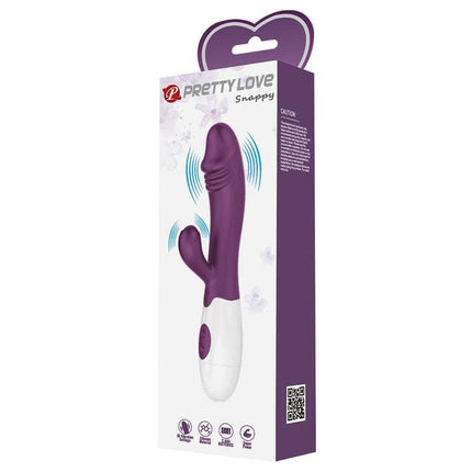 Vibrator Snappy 30 functions Purple packaging with dual-stimulation design for G-spot and clitoral pleasure featuring 30 vibration functions.