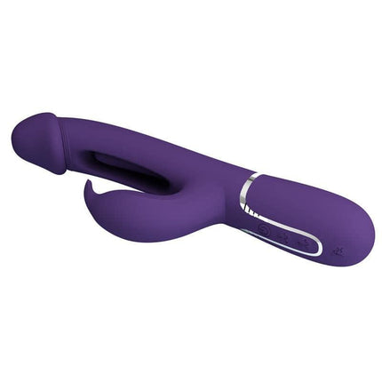 Vibrator with Licking Kampas - Rechargeable dual-motor silicone pleasure device in purple, ergonomic design for customized sensation.