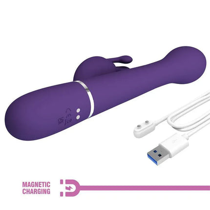 Vibrator wt Rotation and Thrusting Twinkled with magnetic charging cable, featuring dual motors for precise stimulation.