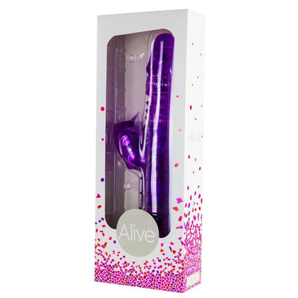 Vibre and Rotate Piston Follies 29 cm in packaging, purple double stimulator with 7 vibration modes and 6 rotation speeds