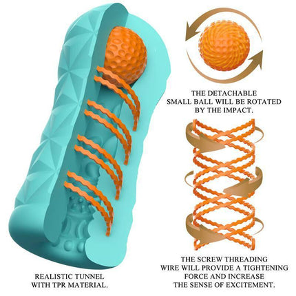 Victoria Caspar Manual Masturbator spinning ball with detachable rotating ball and twisting coil for enhanced stimulation