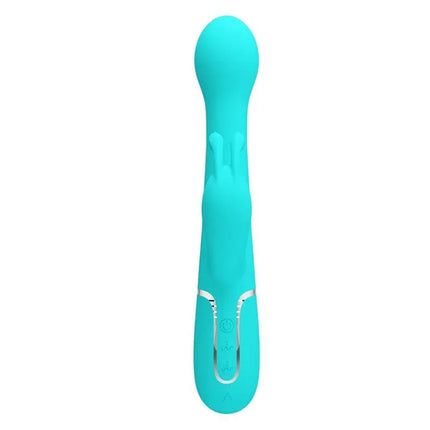 Vive with Thrusting and Rotating Beads Dejon Blue dual-action vibrator with blue design featuring dual motors for targeted stimulation.