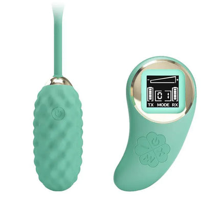 Vivian Vibrating Egg with Digital Screen Remote Control Green offers hands-free pleasure with 10 vibration patterns and wireless flexibility.