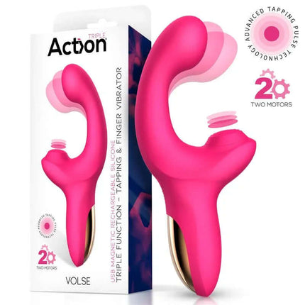 Volse Triple function Vibe with Finger and Pulsation Tapping in pink with packaging