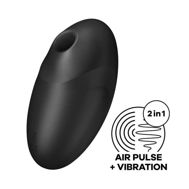 Vulva Lover 3 Clitoris Sucker Black with air pulse and vibration features, sleek design for clitoral stimulation