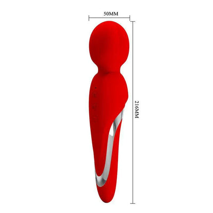 Walter Wand Red premium personal massager with 5 speeds, sleek red design, USB rechargeable, ideal for muscle relief.