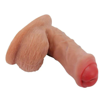 Warnell Realistic Dildo with lifelike veined shaft and textured testicles, crafted from TPR for authentic feel and performance.