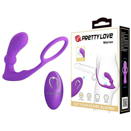 Warren Remote-Controlled Vibrating and Pulsating Anal Plug and Penis Ring with packaging and wireless remote.
