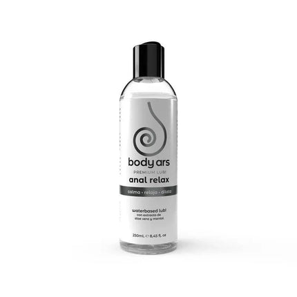 Water Base Anal Relax Premium 250 ml lubricant bottle with soothing aloe vera and menthol.