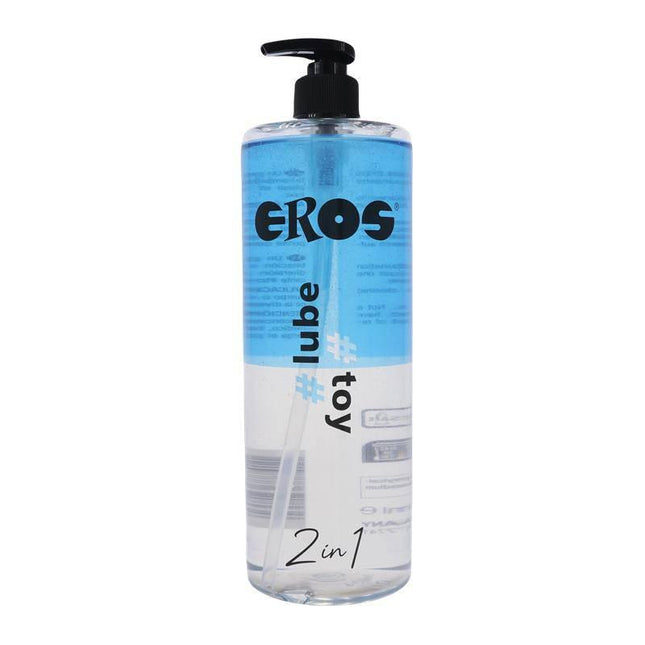 Water Base Lurbicant 2 in 1 1000 ml bottle with pump dispenser, EROS brand, ideal for enhancing softness and glide in experiences.