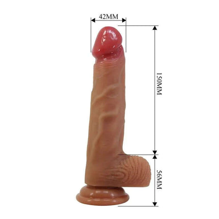 Realistic dildo with suction base featured in Wells Universal Strap-On Harness with Dildo set, showing measurements in millimeters.