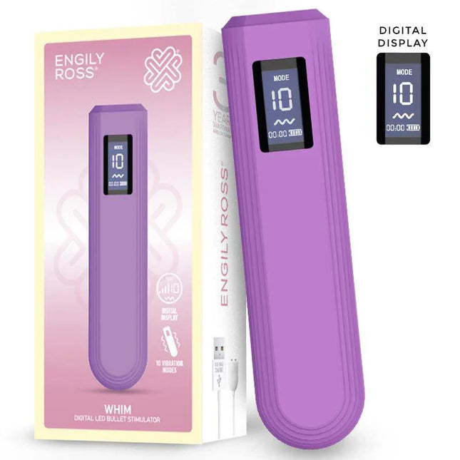 Whim Digital Display Vibrator Bullet 12.9 cm with digital screen and packaging