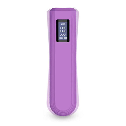 Purple Whim Digital Display Vibrator Bullet 12.9 cm with visible screen showing mode and time settings.