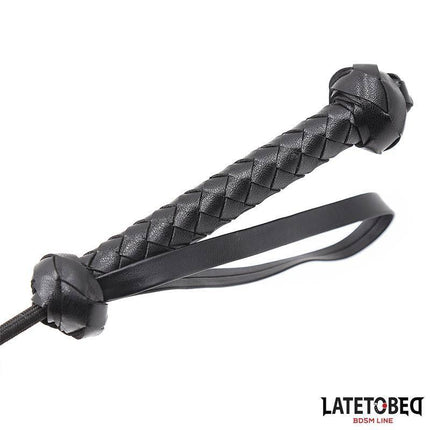 Whip with Braided Handle 44.5cm showcasing sleek black finish and secure grip for collectors and performers