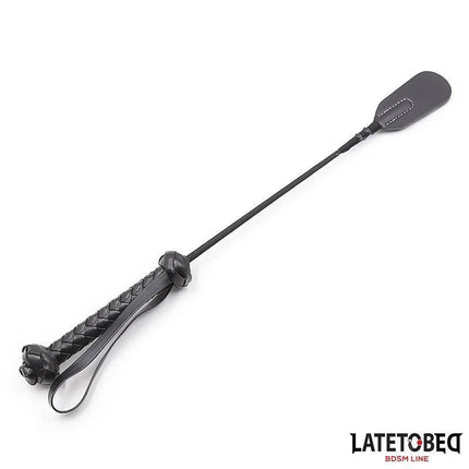 Whip with Braided Handle 44.5cm sleek black whip with braided handle for collectors or performers, featuring elegant design and precise control.