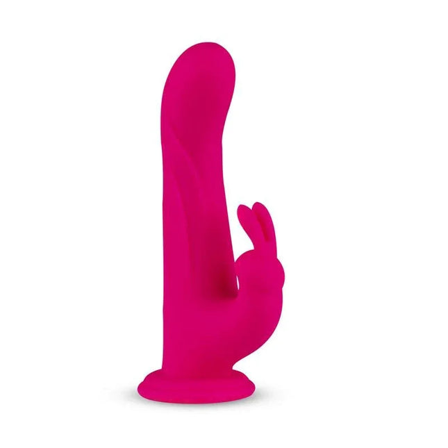 Whirl-Pulse Vibe and Rotator Remote Control Waterproof USB pink vibrator with suction cup and bunny design.